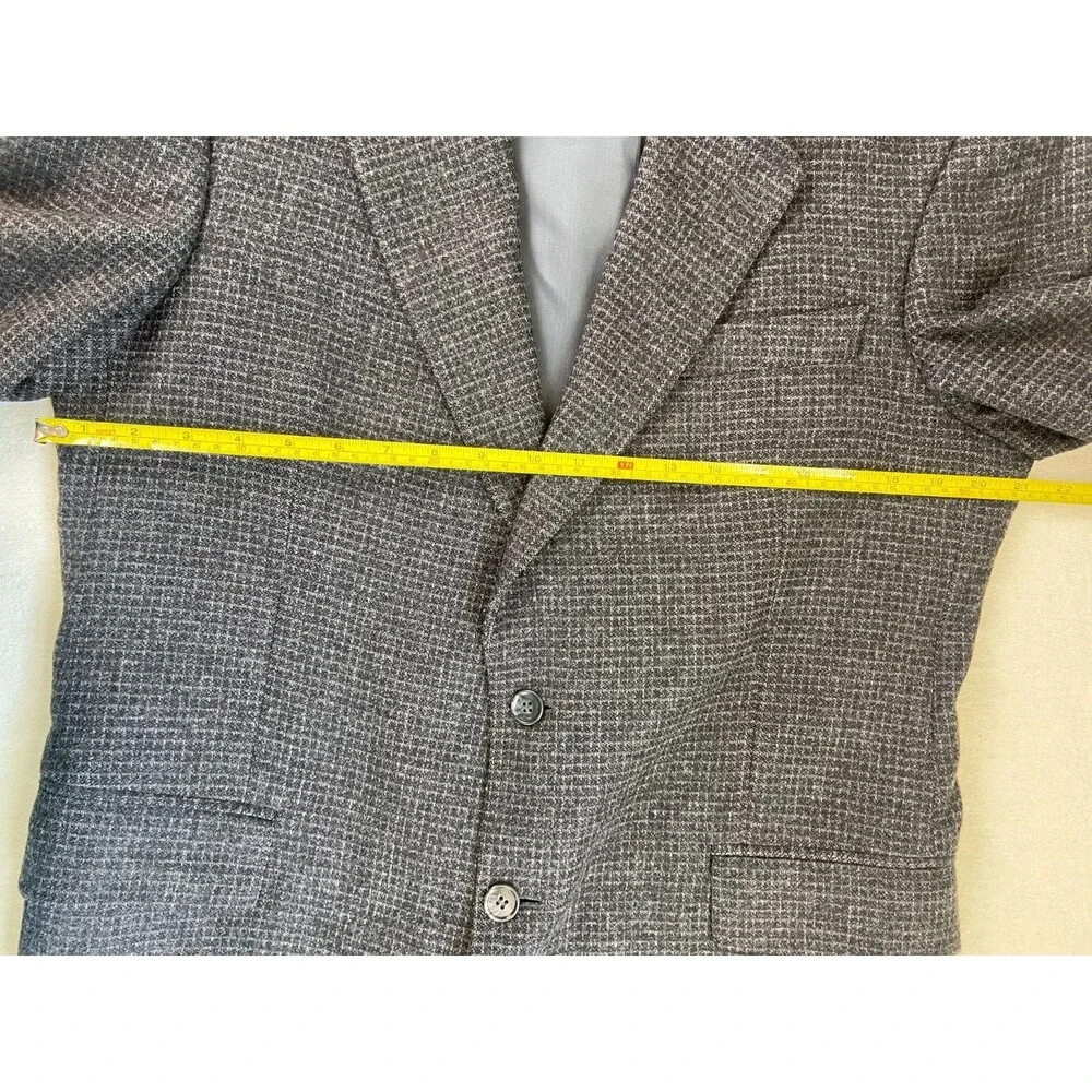EUC Vintage John Weitz Blazer Jacket 40R Check Wool Tweed Sports Coat 2 Button